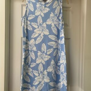 Natural Reflections Blue and White Floral Midi Dress